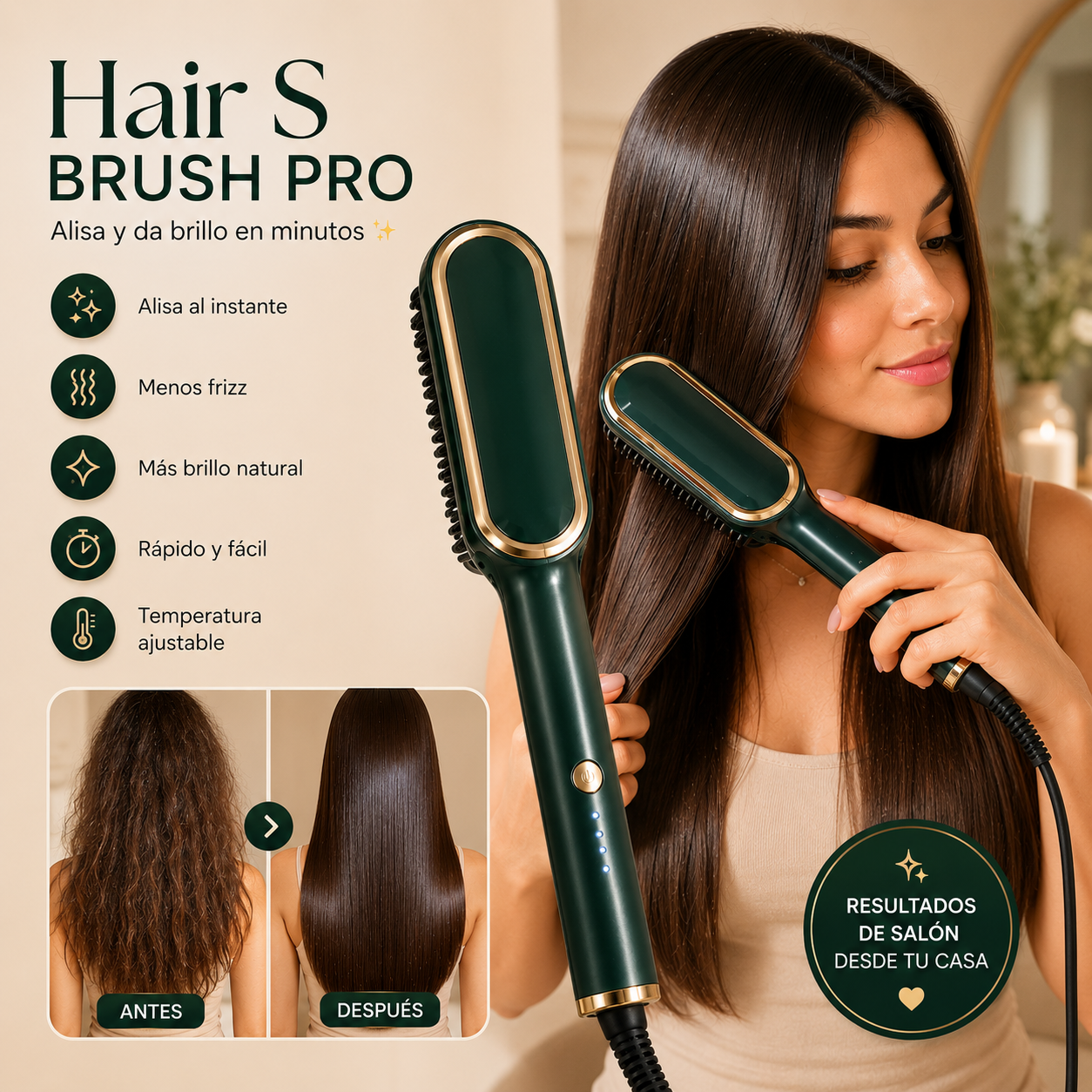 Hair S Brush Pro- Alisa y Da Brillo en Minutos